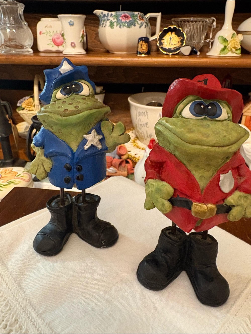 Frog Policeman and Fireman by Russ Berrie - Teenie Countrykins Mid-late 90s.